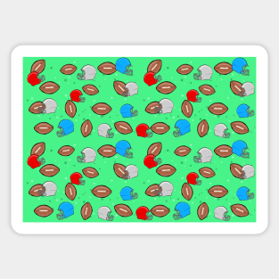 American Football - Helmet & Ball Seamless Pattern - Aqua Green Background Sticker